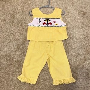 Tricia girls size 2T yellow two piece pant set